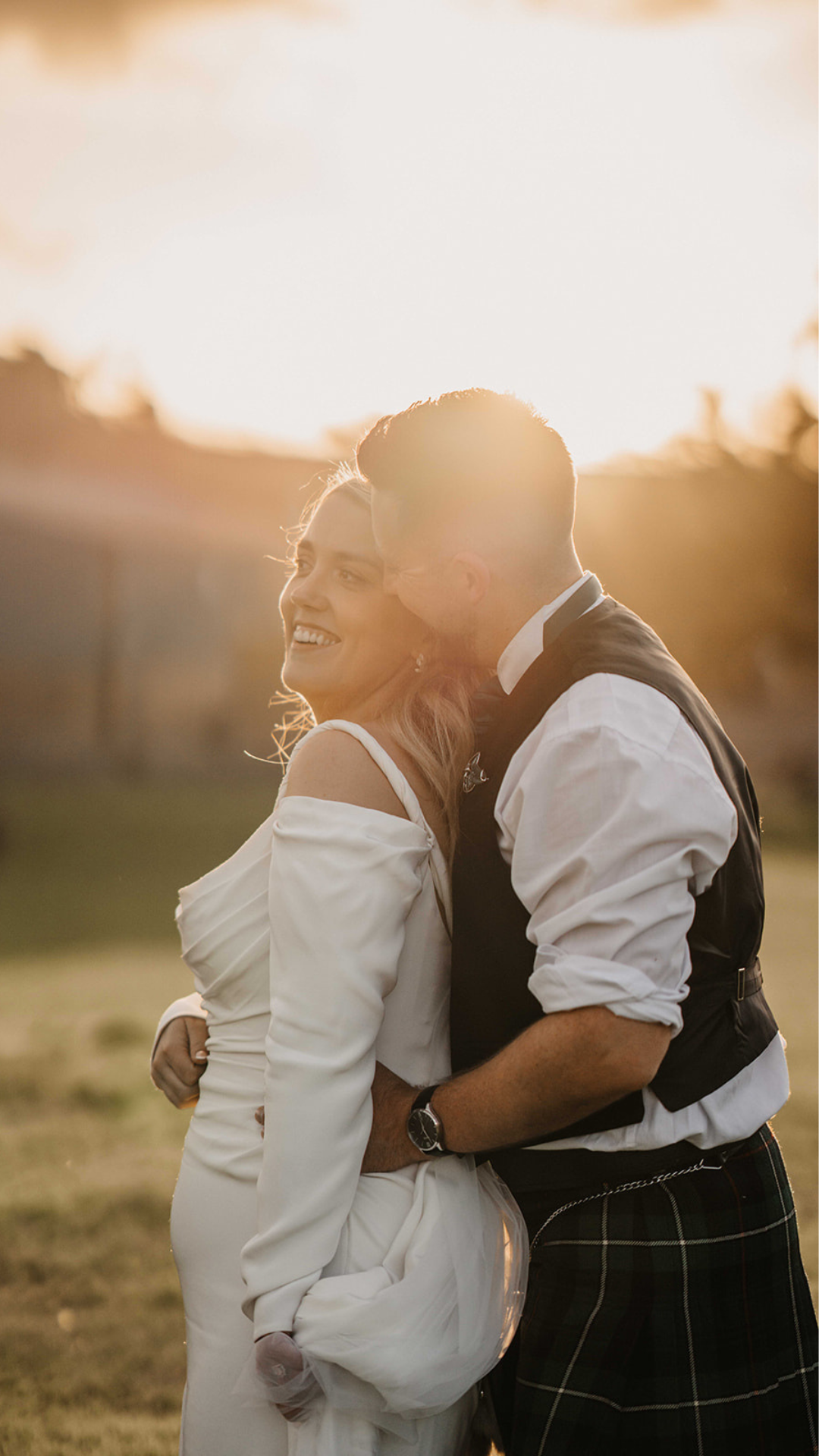 Couple in nature during golden hour